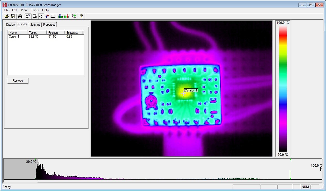 Ici, l'empreinte thermique infrarouge du circuit électronique d'une imprimante 3D par http://blog.think3dprint3d.com/