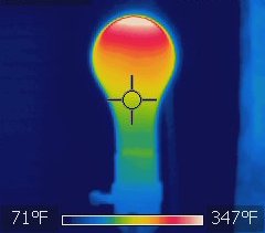 Thermographie d'une ampoule à incandescence