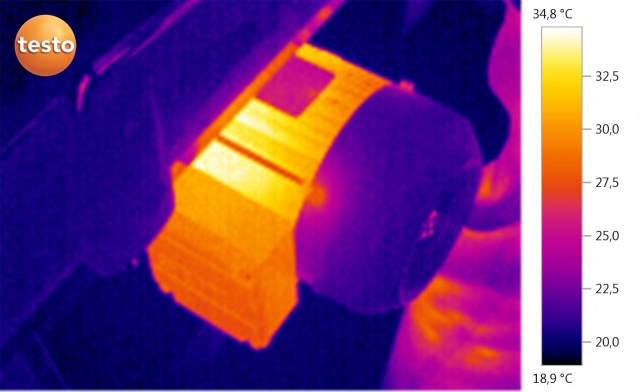 Thermographie d'un treuil et de son moteur en environnement industriel, don de la société TESTO avec une thermacam 890