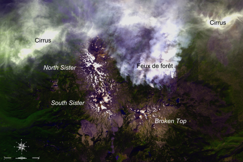 Vue satellite de l'incendie de Pole Creek, Oregon, USA: 19 septembre 2012, crédits USGS