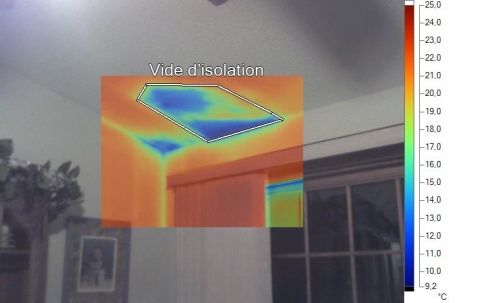 Une isolation thermique déficiente vue ne image thermique infrarouge, source: Fluke