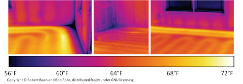 Thermographie d'un système de plancher chauffant pour chauffer une pièce