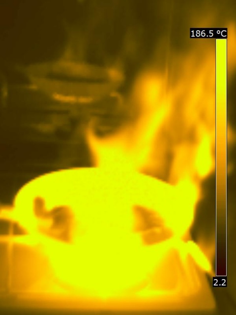 Image thermique d'une viande flambée